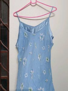 pinteresty fairycore sky floral satin Maxi Dress