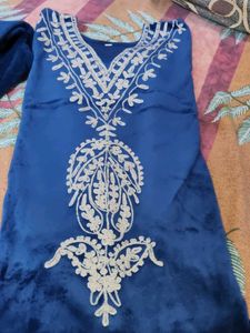 Elegant Blue Velvet Kurta Set
