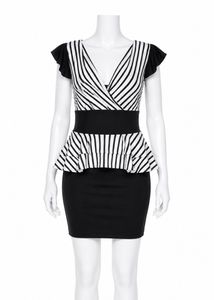 Chic Striped Peplum Dress