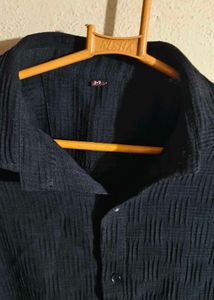 Men’s Black Textured Full Sleeve Shirt | Stylish C