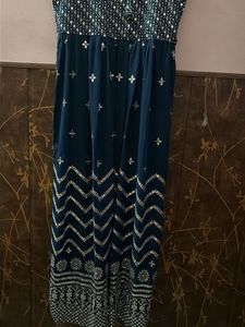 Stunning Teal Sequin Ethnic Gown