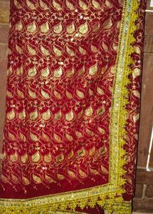 Exquisite Red & Gold Embroidered dupatta