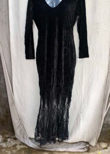 I. Black Velvet Lace Maxi Dress