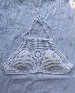 White Crochet Halter Top