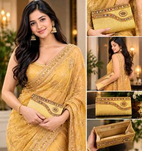 Elegant Gold Embellished Clutch Bag