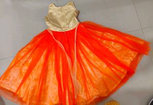 Orange Tulle Gown with Embellished Bodice