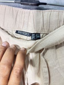 Comfortable Beige Linen Blend Pants