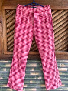 Pink Gingham Flare Pants