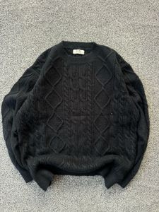 Black Cable Knit Pullover Sweater