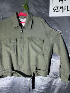 Zara Olive Green Cropped Jacket