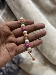 pink Beaded Bracelet with Charm