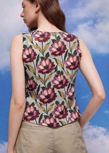 floral print cotton blend top