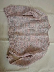 Floral Embroidered Pink Cardigan Hand knitted