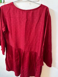 libas Stylish Red peplum short kurti