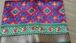New Vibrant Pink Ikat Pattern Saree