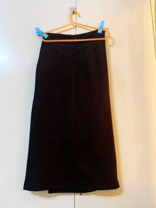 Zara Chic Ruched Black Midi Skirt