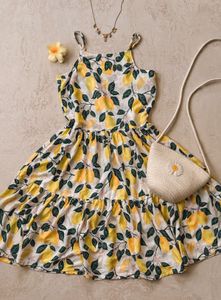 H&M Lemon Print Tiered Summer Dress