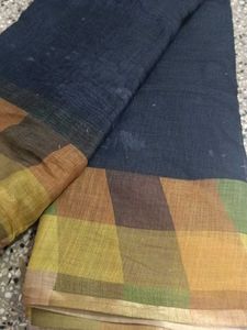 Elegant black Saree with Checkered  Border