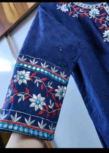 Blue Kurta Set with Shifli &amp; Gotta Work