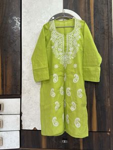 Lime Green Embroidered Kurta