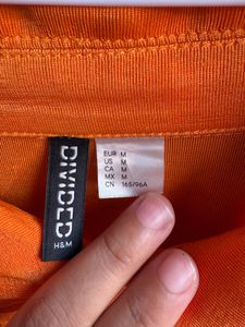 H&amp;M Orange Ruched Button-Up Shirt