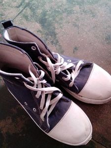 Blue Canvas High Top Sneakers