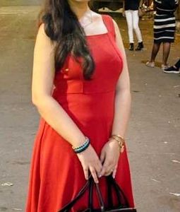 Chic Red Square Neck Midi Dress
