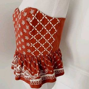 Rust Peplum Tube Top