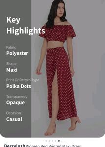 Red Polka Dot Co-ord Set with Slit skirt