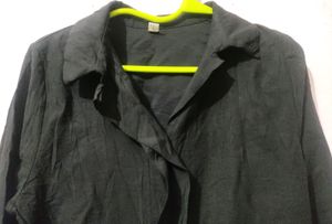 Black Korean Shirt Dress