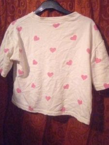 2.Heart Print Crop Top SET