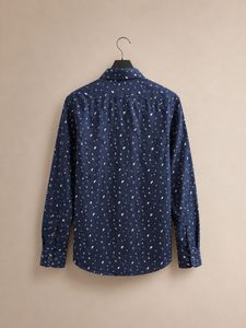 Men's Blue Printed Casual Shirt