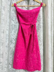 Vibrant Pink Textured Mini Dress