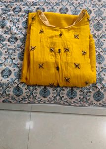 Mustard Yellow Embellished Kurti