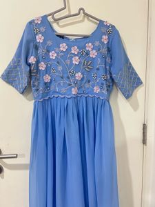 Pastel Blue Kurta set With palazzo &amp; Dupatta