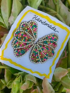 Beaded Butterfly Handmade Earrings