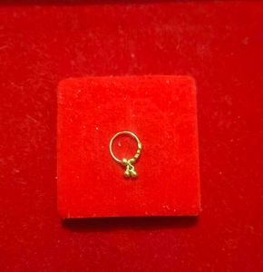 Gold Nose Pin with Dangle Beads 16 k pure