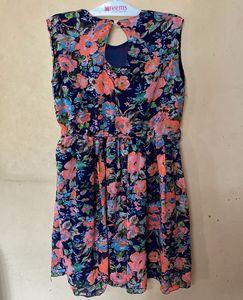 Navy Floral Print Dress