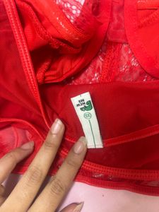 Red Lace Bustier Corset Top