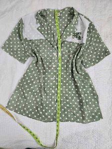Polka Dot Button-Up Top