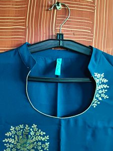 Elegant Blue Embroidered Kurta with dupatta &amp; pa