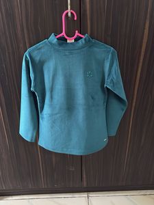 Teal Mock Neck Long Sleeve Top
