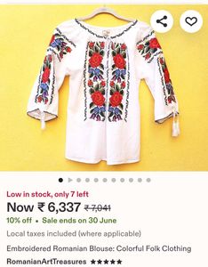 Embroidered White Blouse with Floral Design