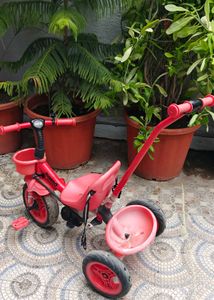 Red Kids Tricycle with Parental Handle
