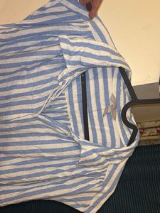Blue Striped Button-Up Shirt