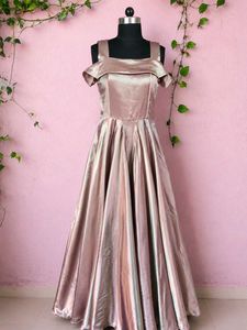 Satin off shoulder gown