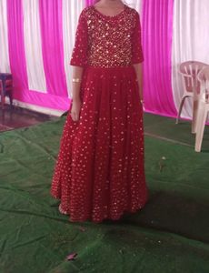 Red Sequined Ethnic Gown