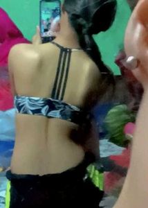 Stylish Black &amp; White Leaf Print Bikini Top