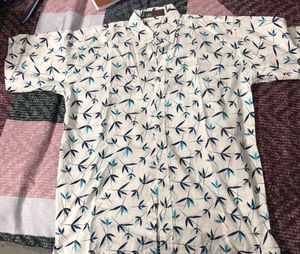 Men's White Bamboo Print Shirt