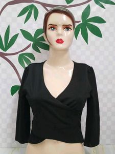 (300)Black Wrap Top